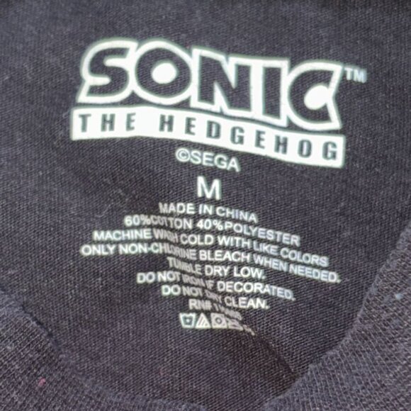 Sonic The Hedgehog Long Sleeve Graphic T-Shirt-Black-Size M-GUC - Picture 4 of 5